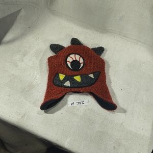 Kid's Size 2 - 4 Yrs Black and Red Knit Monster Beanieby Place Est 1989
